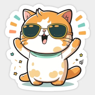 Cute ginger cat wearing sunglasses Sticker